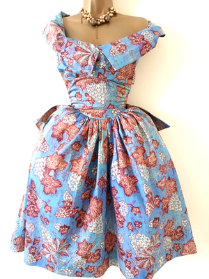 Vivienne Westwood Anglomania Blue Floral Vintage Dress Size IT46
