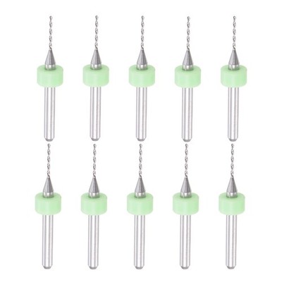 10Pcs 1/8'' Shank 0.8mm Tungsten Carbide CNC Engraving Micro PCB Drill Bits