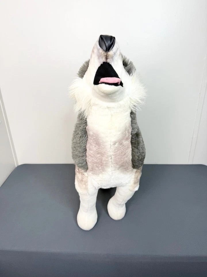 "Enorme animal de peluche realista de lobo gris Melissa & Doug de pie 28"" X 30""" Foto 2 de 4