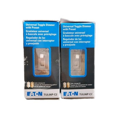 Lot of 2 Eaton Wiring Devices TUL06P-C2 Univ. toggle dimmer w/