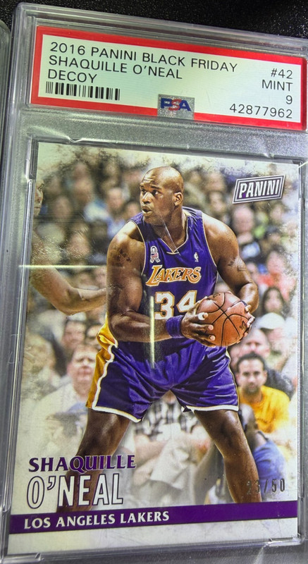 SHAQUILLE O'NEAL 2016 PANINI BLACK FRIDAY No. 42 DECOY SP /50 PSA 9 MINT