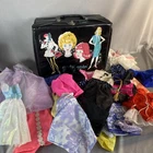 Vintage Mattel 1963 Barbie Doll Black Case With Clothing Accessories Lot
