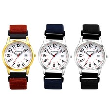 Men's Women's Easy to Read Large Dial Elastic Woven Strap 24H Quartz Wrist Watch