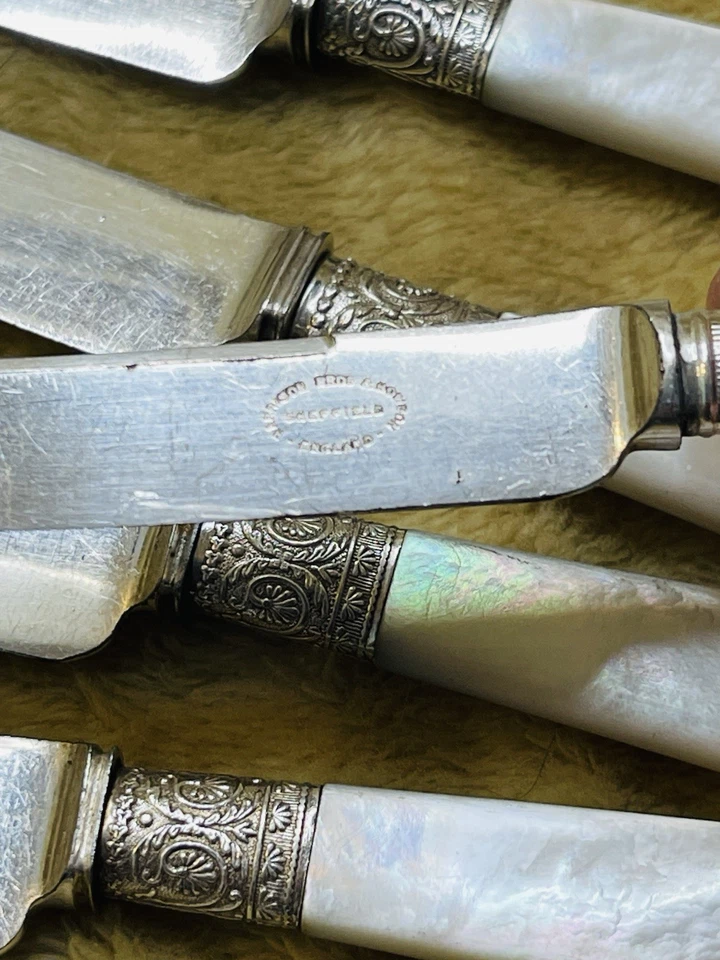 Cuchillos vintage 1834 J. Russel & Co 12 con mango de madreperla cantidad 10 Foto 4 de 4