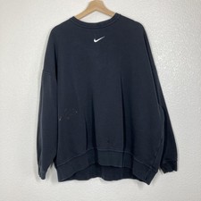 Nike Sweatshirt Mens Medium Black Club Fleece Crewneck Pullover Swoosh Logo