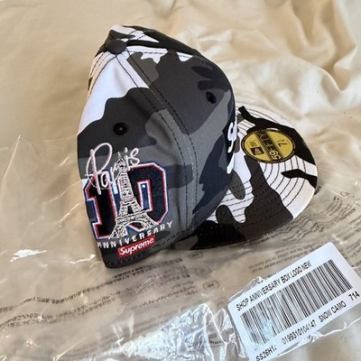 Supreme Shop Box Logo Hat New Era Snow Camo Paris Rare Size 7 1/4