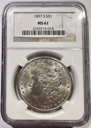 1897-S Morgan Silver Dollar NGC MS-61 Better Date Blast White Luster