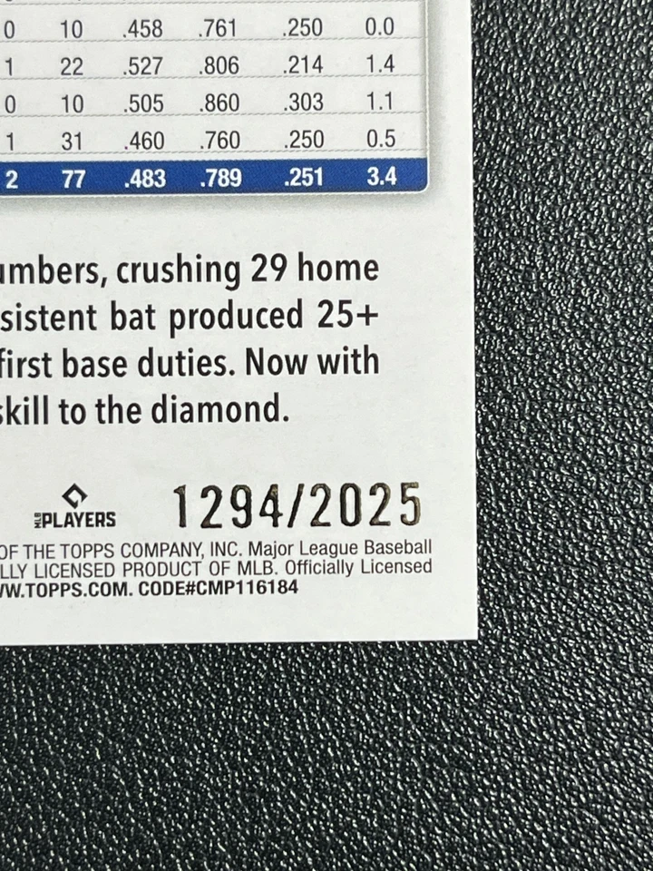 2025 Topps Update Series Jake Burger Gold 1294/2025 BJDQY - Image 3 of 4