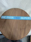888 Eat Sleep Fish Repeat Fishing Tin Sign Vintage Retro Style New 18"X2"