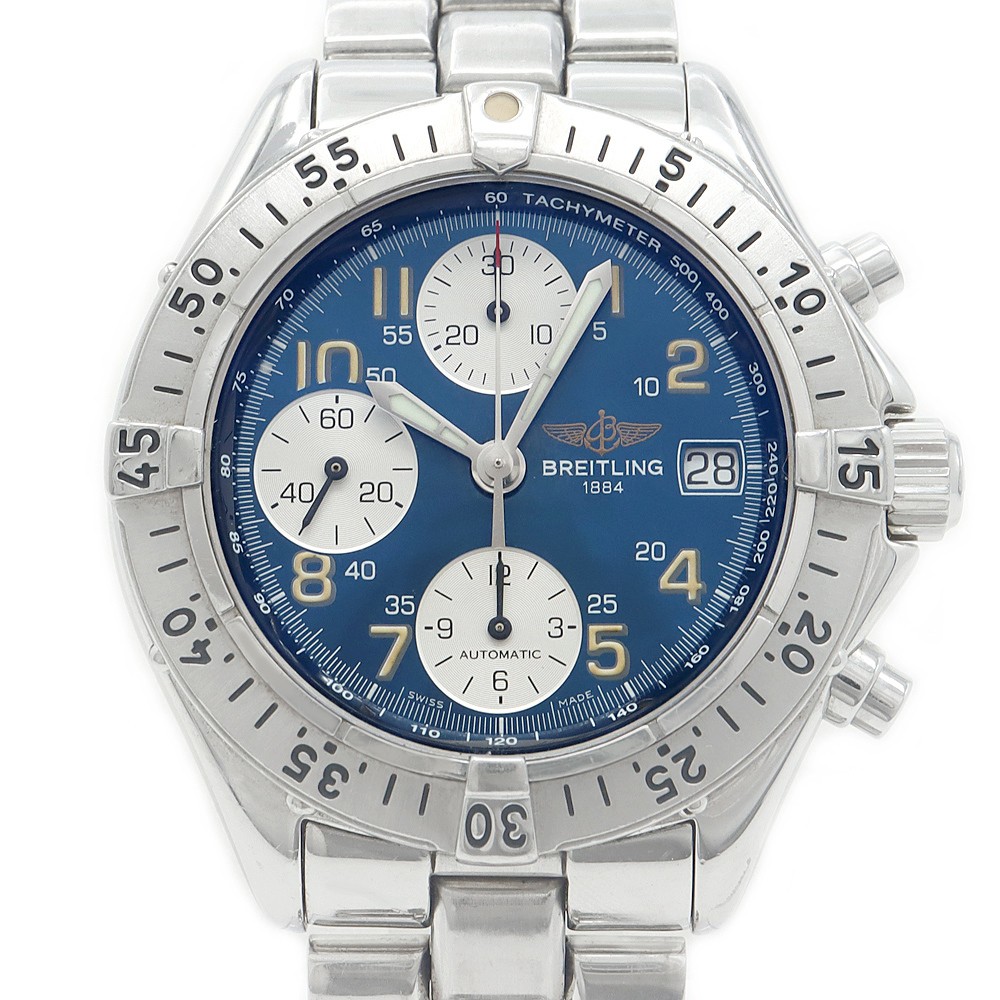 Excellent Breitling Colt A13035.1 Automatic Chronograph 100m Blue Dial Men's