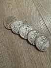 American Walking Liberty Half Dollar Circulated Coins! 90% Silver. LOT of 5.