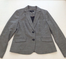 Talbots Blazer Womens Size 4 Black White Wool blend Houndstooth Two Button