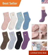 Fuzzy Warm Slipper Socks for Women - Cozy Microfiber Sleeping Socks, 6 Pairs