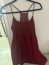 Mango Red Crochet Strappy Sleeveless Sundress Cotton S Scoop Neck