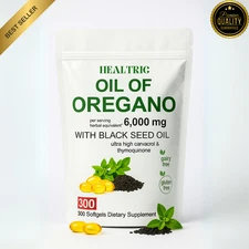 Oil of Oregano with Black Seed 6000mg – 300 Softgels – Immune & Digestive Suppor