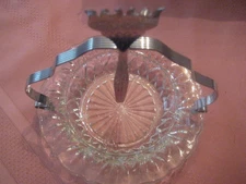 Sheffield England Chromium Plated 3 Piece Glass Serving Dish Seafood Set Vintage