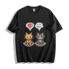Star Valley Pixel Cat Duo T-Shirt - Cute Retro Cats & Heart Design Unisex Tee