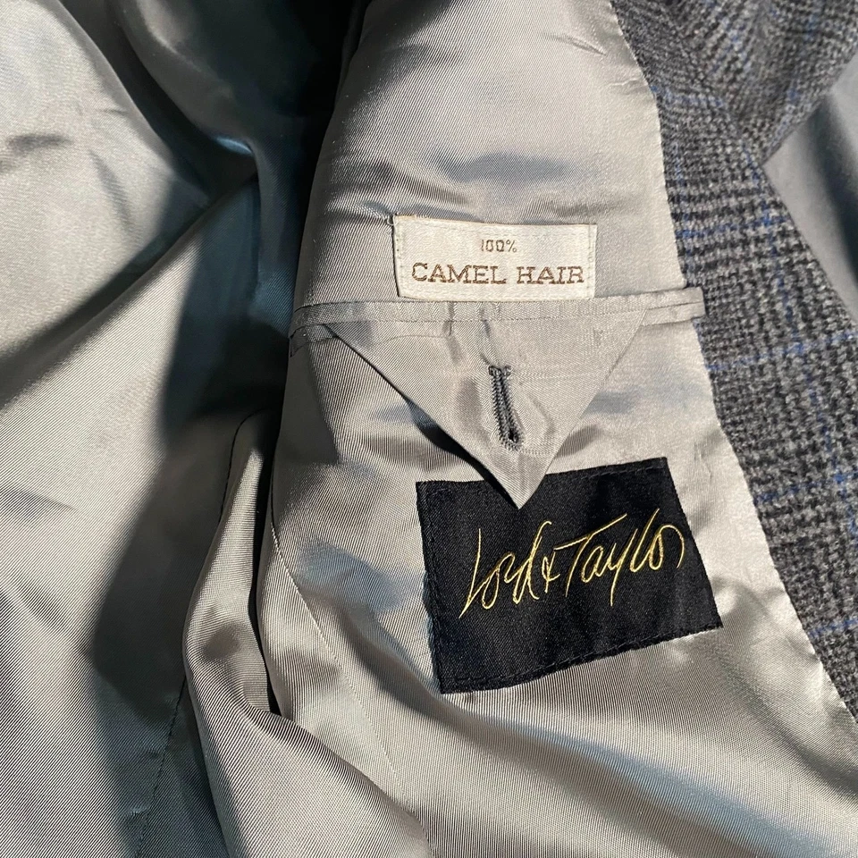 Lord & Taylor Fifth Avenue Collection Mens Blazer Jacket 40R Camel Hair Plaid  - Image 4 of 4