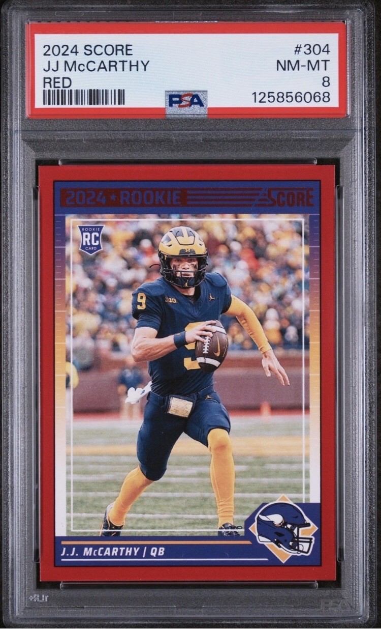 2024 PANINI SCORE RED #304 JJ MCCARTHY ROOKIE RC PSA 8
