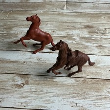 Vintage Lot of 2 MARX Alamo Playset Brown Rearing Horses
