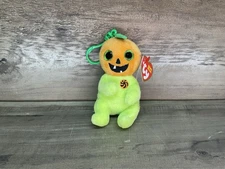TY Beanie Baby Bellies Key Clip - HOLLOW the Halloween Pumpkin Belly (4 Inch)