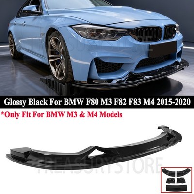 For BMW F80 M3 F82 F83 M4 2015-20 Glossy Black R Style Front Bumper Lip Splitter