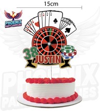 PERSONALISED 2D CASINO CAKE TOPPER BIRTHDAY PARTY ROULETTE CARDS POKER