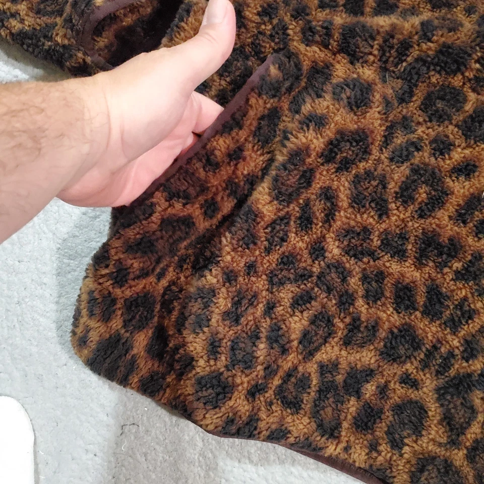 Ariat Sweatshirt Womens XL Brown Black Berber Snap Front Leopard Cheetah Pockets - Image 4 of 4