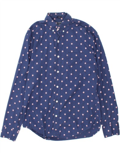 J. Crew Damen Slim Shirt UK 16 Large Navy Blau Blumenmuster Baumwolle AY18