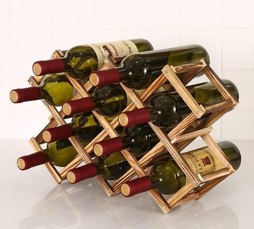 Freestanding Stackable Wine Rack Organizer for Countertop and Cabinets with F...