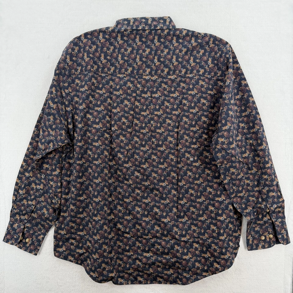 Crossings Shirt Mens Large Navy Blue Leaf Print Button Down Long Sleeve Casual - Image 2 of 4