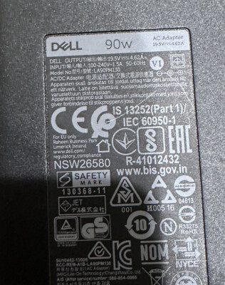 Genuine OEM DELL Slim 90W AC Adapter HH44H LA90PM130 DA90PM130 - Foto 2