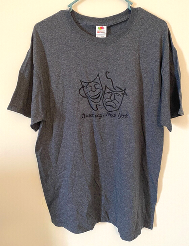 BROADWAY, NEW YORK T-Shirt grau Grafik Unisex Erwachsene Fruit of the Loom Größe L