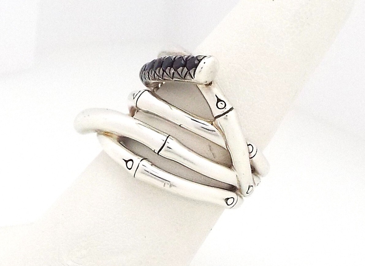 John Hardy - Bamboo Twist Ring - Pave Black Sapphires John Hardy - Bamboo Twist Ring - Pave Black Sapphires