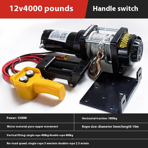 12V 4500 Lb Electric Winch Synthetic Rope Winch with Mounting Bracket - Picture 11 of 14