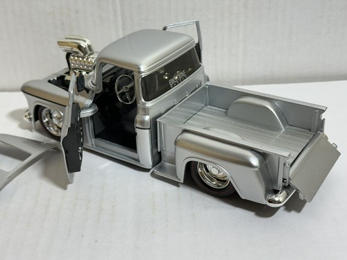 JADA BTM 1955 CHEVY STEPSIDE PICKUP TRUCK SILVER 1:24 DIECAST BLOWER NEW NO BOX - Picture 6 of 13