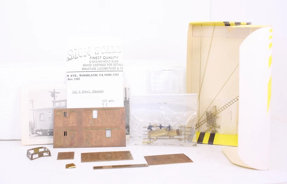 HOn3 Precision Scale Co. / Kemtron Brass C&S 4 Wheel Caboose Kit PK-68 - Image 4 of 4
