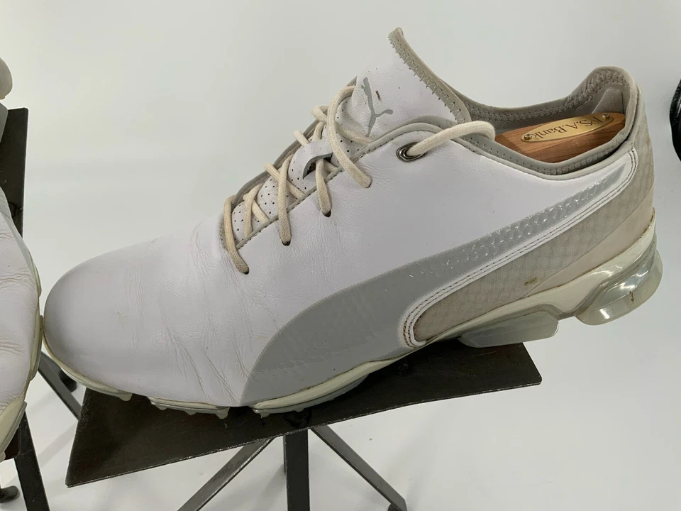 Zapatos de golf Puma Ignite Pro Adapt talla 10 para hombre cuero blanco gris 192766 YGI D2S-2 Foto 3 de 4