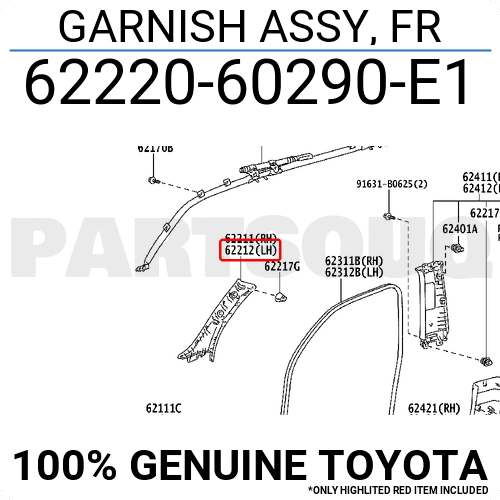 6222060290E1 Genuine Toyota GARNISH ASSY, FR 62220-60290-E1 | eBay
