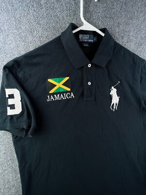 Polo Ralph Lauren Men's Jamaica Polo Big Pony Black Large #3 Flag