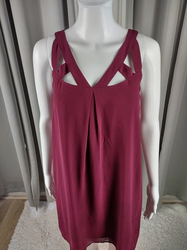 Peach Love California Damen burgunderrot, komplett gefüttert fließend Midikleid Größe Small - Bild 2 von 11