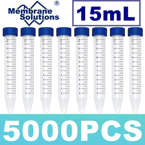 5000pcs 15mL EO Sterile Conical Centrifuge Tubes Plastic Screw Caps Mark Area US