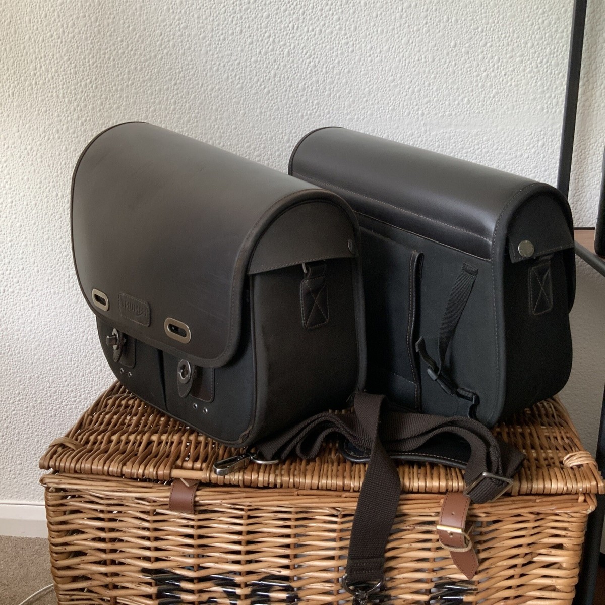 GENUINE TRIUMPH BLACK WAXED COTTON LEFT AND RIGHT HAND SIDE