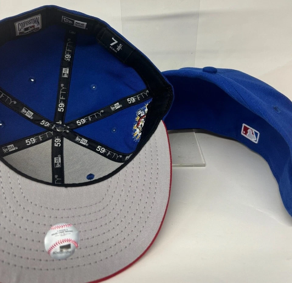 Cleveland Indians Wahoo New Era Fitted Club 59Fifty RETRO 70s ROYAL RED TWO TONE - Image 4 of 4
