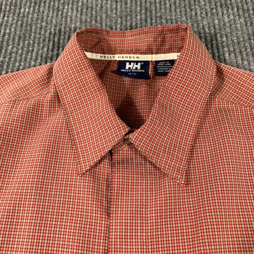 Camisa Helly Hansen Para Hombre Mediana Roja Exterior Cuadros Abotonada Exterior Manga Corta Foto 2 de 4