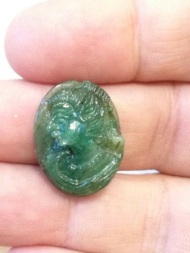 GIOIELLO CAMMEO SMERALDO PENDENTE COLLANA BUSTO DONNA OVALE carati 16,75 - Foto 3 di 4