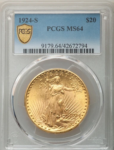 1924-S ST. GAUDENS $20 PCGS MS 64