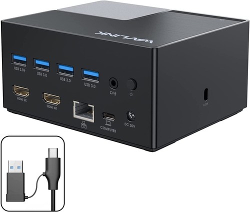 Wavlink USB 3.0, USB-C Uni. Docking Station Dual HDMI 4K+2K UG-76PD2Pro 100W PD - Picture 3 of 7