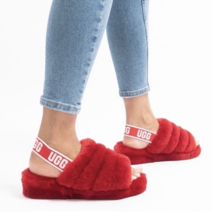 NEW UGG Fluff Yeah Fur Shearling Slide Slipper Sandal 1095119