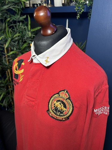 Vintage Polo Ralph Lauren Mercer Rugby Shirt Red Mens 2XL Long Sleeve - Picture 2 of 8